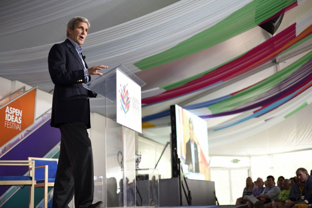 U.S. Secretary of State John Kerry speaks at the 2016 Aspen Ideas Festival (Photo Credit: Daniel Bayer/The Aspen Institute)