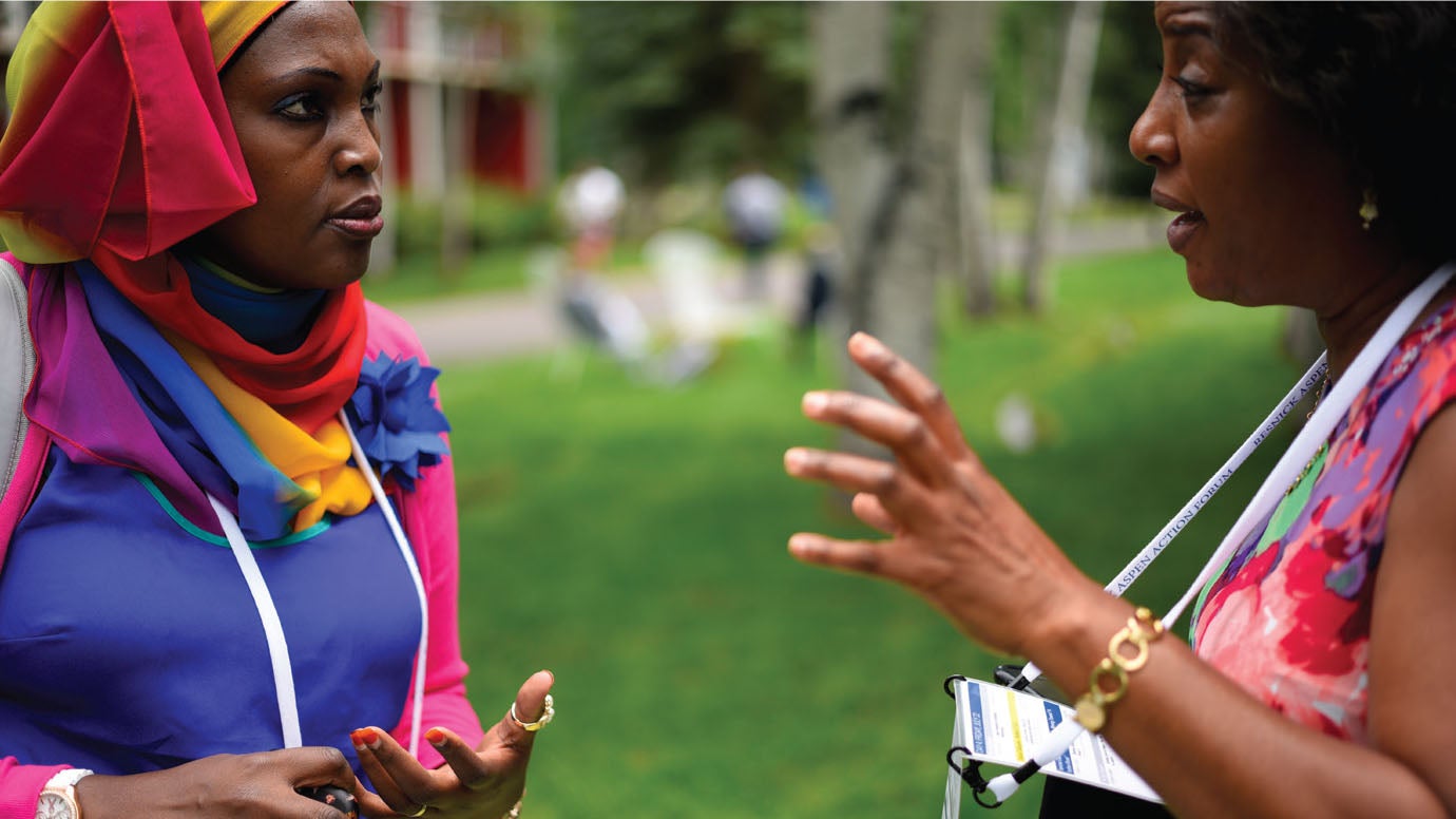 Rehman Kasule (left) and Mariam Luyombo of the Africa Leadership Initiative - East Africa