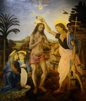  More details The Baptism of Christ (Verrocchio & Leonardo)