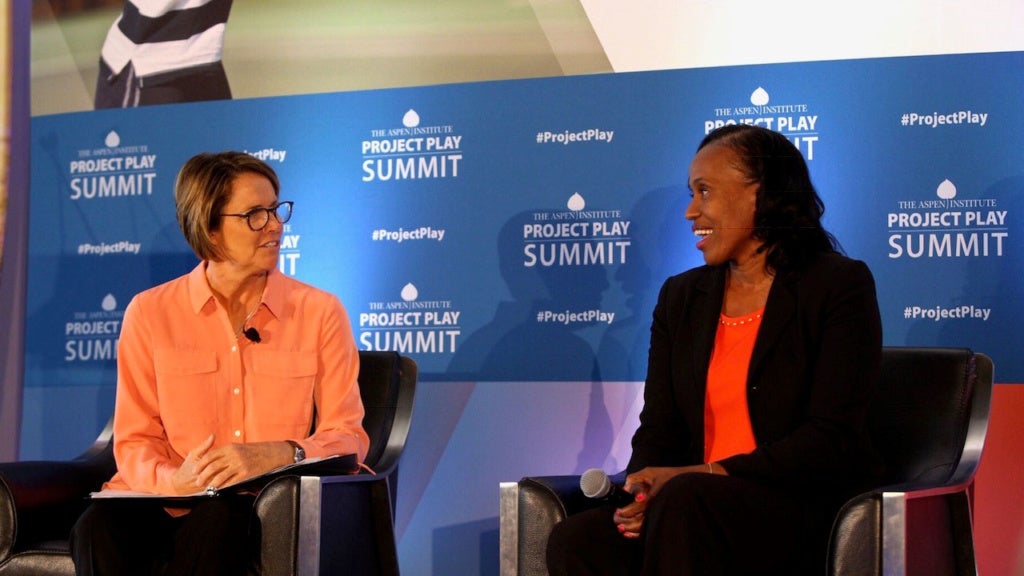 Jackie Joyner-Kersee and Mary Carillo