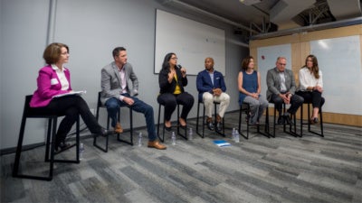 Panel of speakers at “What’s in Store? The Future of Retail Work(ers)," presented by the Economic Opportunities Program and Pacific Community Ventures in San Francisco