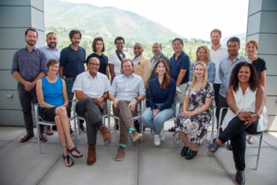 Photograph depicting members of the Aspen Institute's Commission on Information Disorder. Pictured from left to right: Back row: Ryan Merkley (Aspen Digital); Alex Stamos; Jameel Jaffer; Yasmin Green; Marla Blow; Rashad Robinson (co-chair); Craig Newmark (observer); Herb Lin; Katie Couric (co-chair); Prince Harry, The Duke of Sussex; Deb Roy; and Vivian Schiller (Aspen Digital). Front row: Kate Starbird; Will Hurd; Chris Krebs (co-chair); Amanda Zamora; Kathryn Murdoch; and Safiya Umoja Noble 