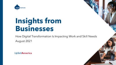 Cover for the publication, "Insights from Businesses: How Digital Transformation Is Impacting Work and Skill Needs"