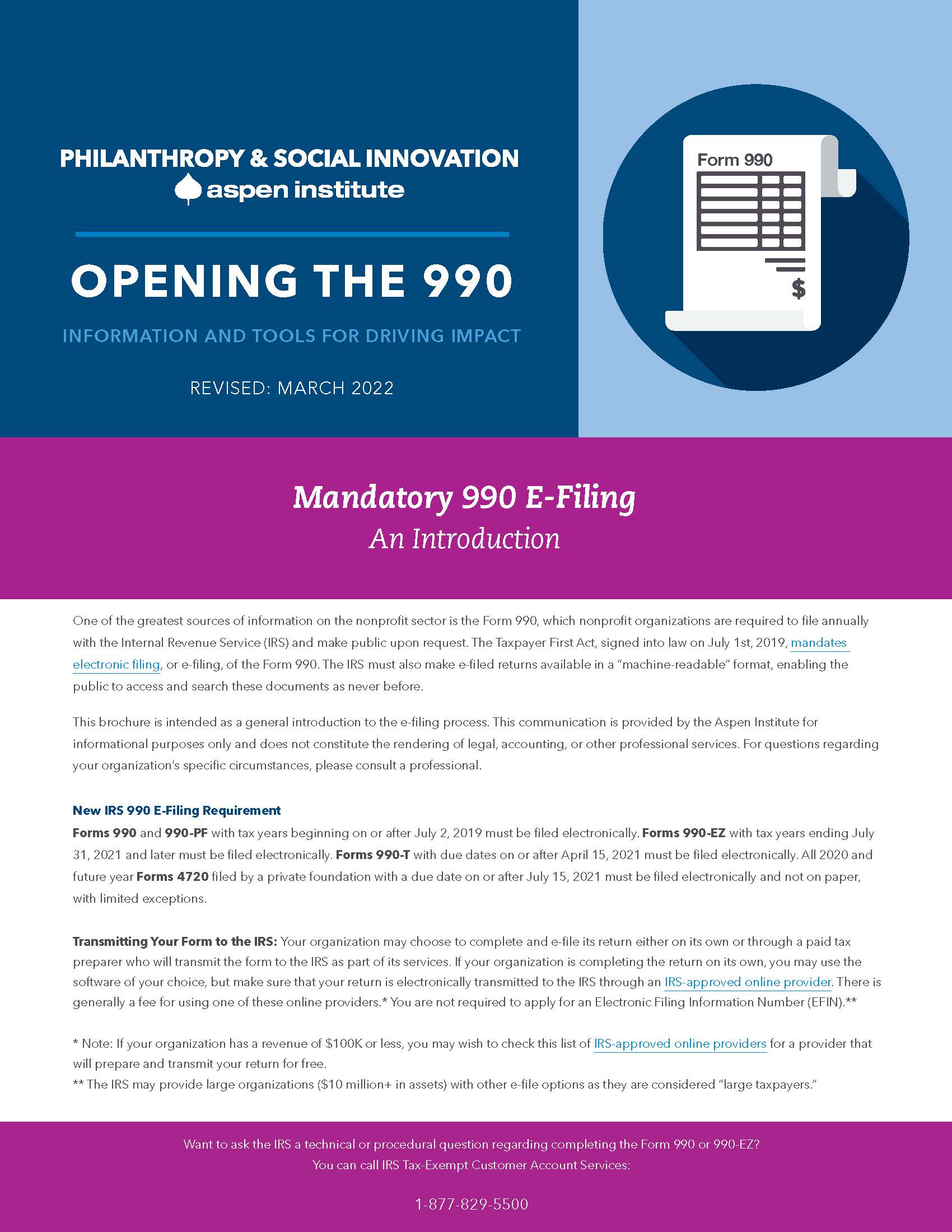 Opening the 990: Introductory E-Filing Brochure