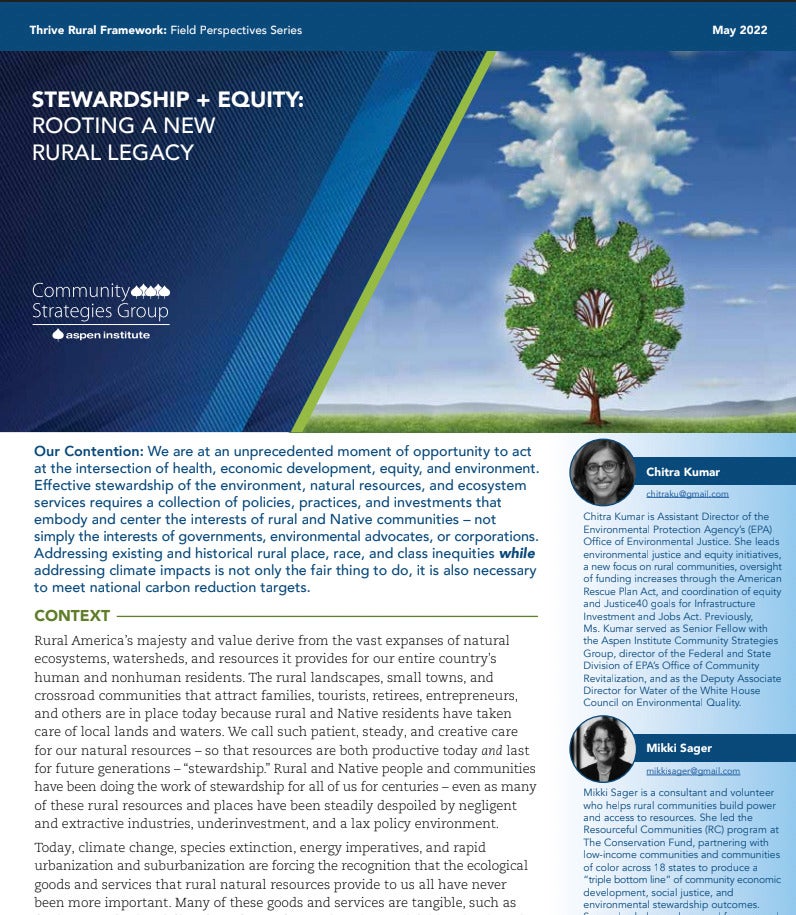 Stewardship + Equity: Rooting a New Rural Legacy