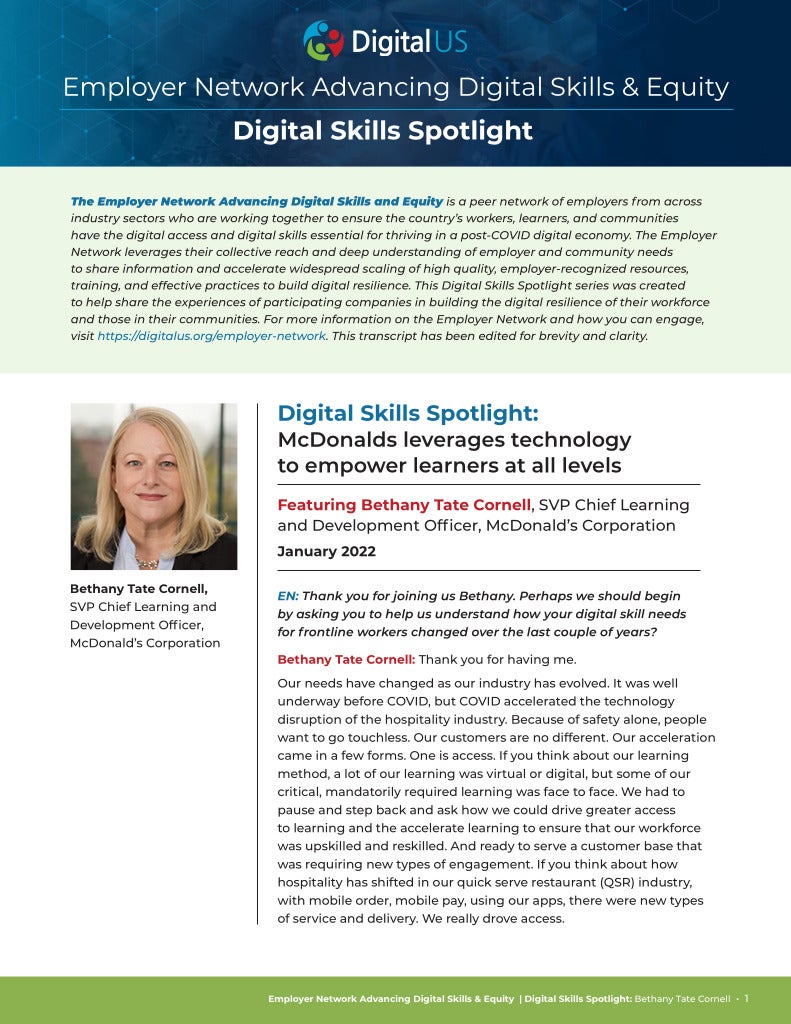 Digital Skills Spotlight: McDonald’s