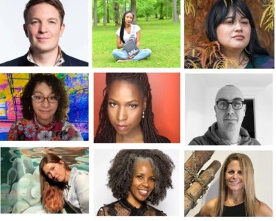 Grid of 9 artist headshots