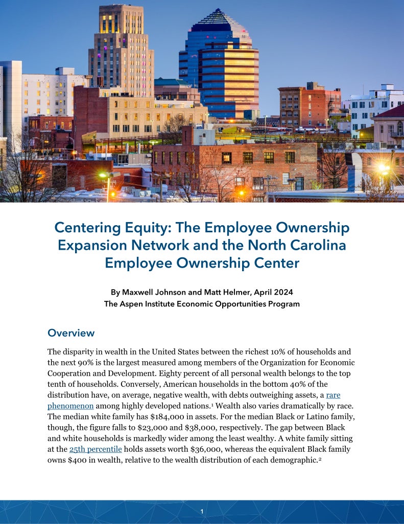 Employee Ownership and Equity in North Carolina