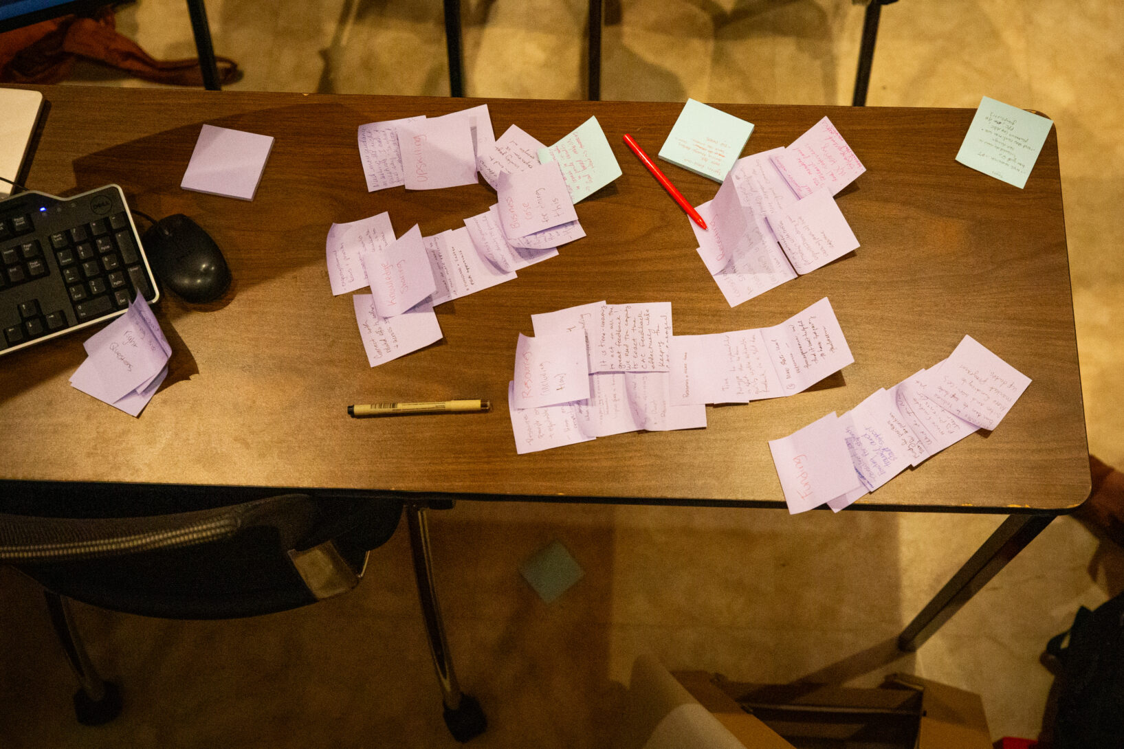 Post-its cover a table