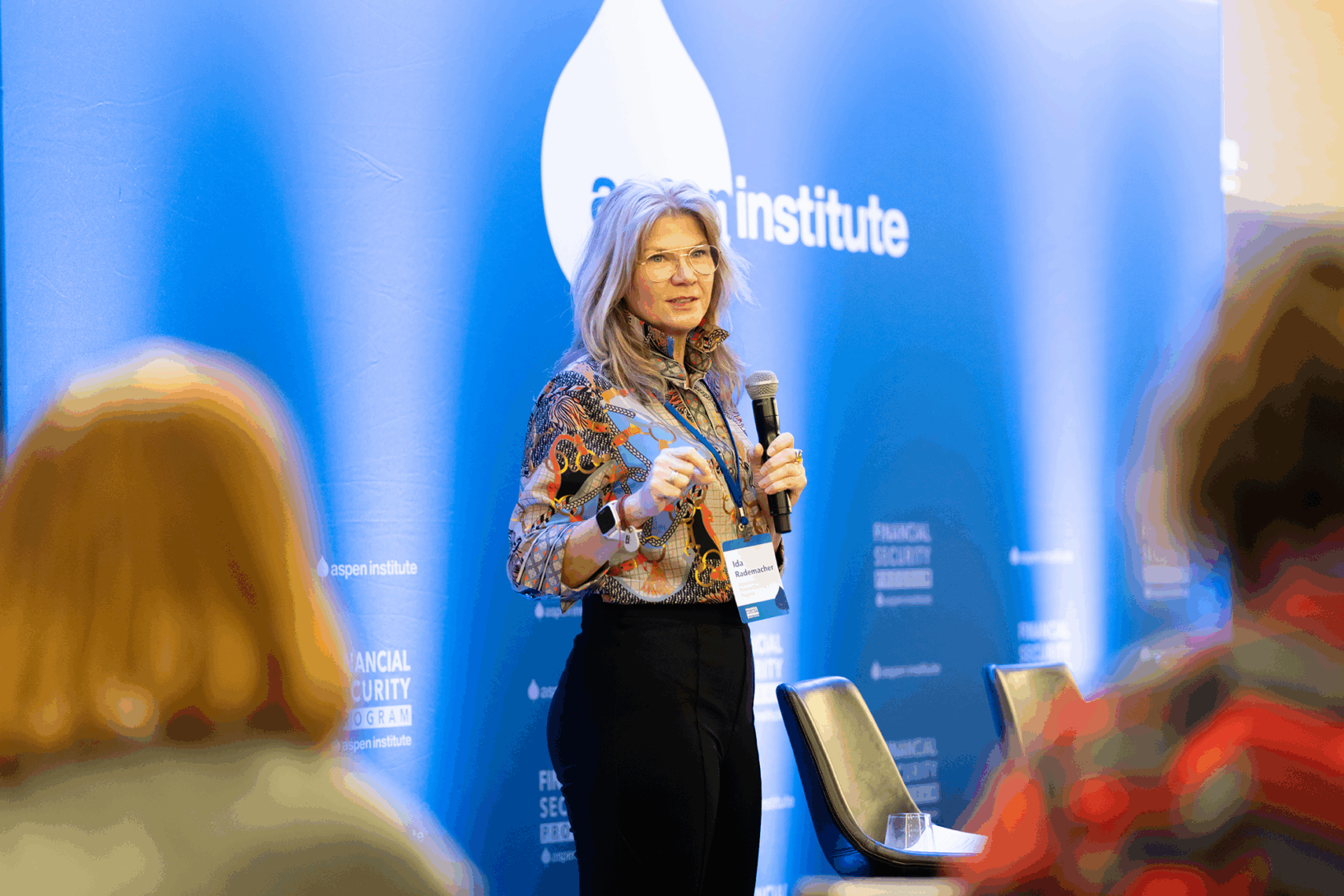 Ida Rademacher gives a talk at the Inclusive Finance Forum.