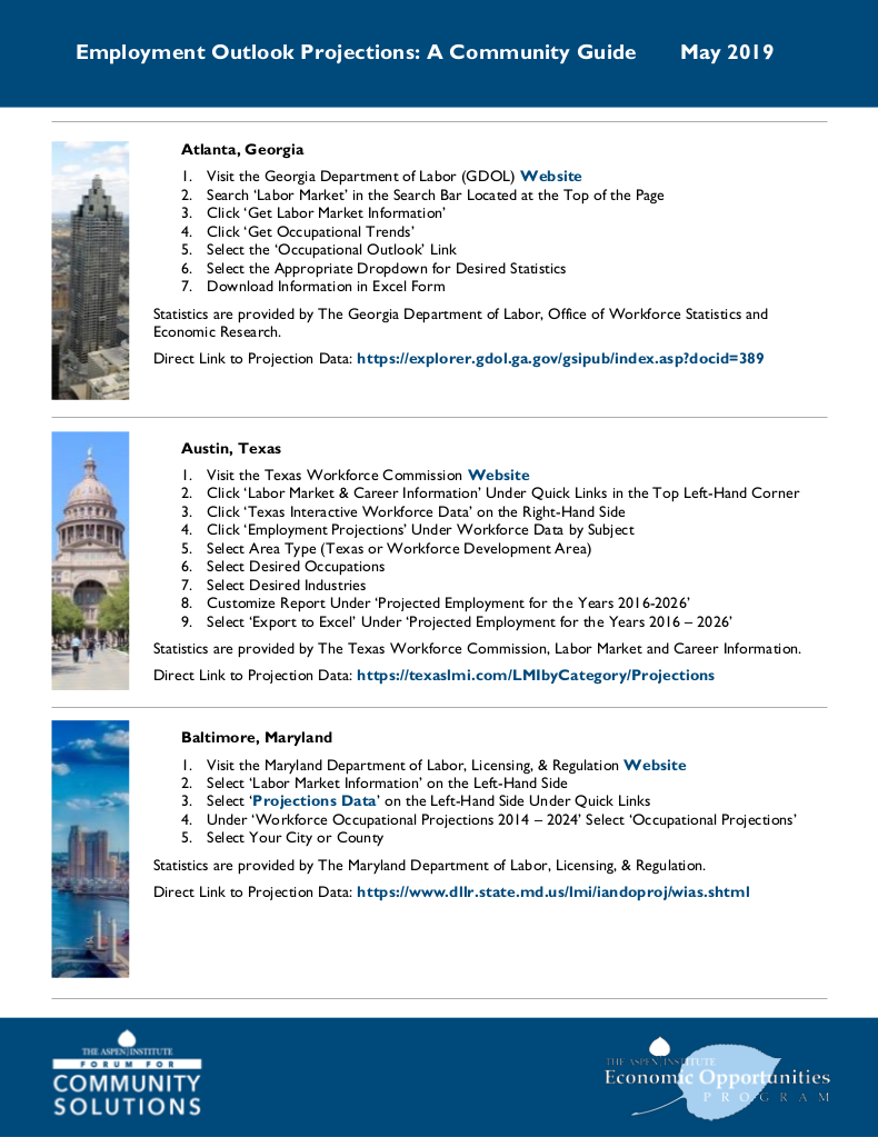 Cover Page: "Employment Outlook Projections: A Community Guide (May 2019)"