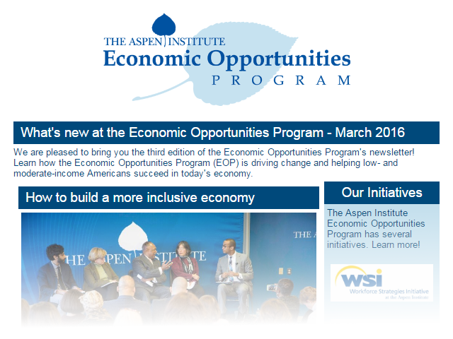 Economic Opportunities Program – March 2016 Newsletter