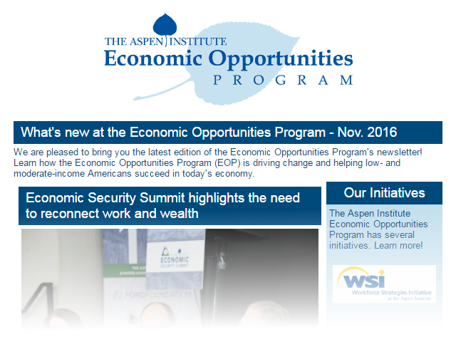 Economic Opportunities Program – November 2016 Newsletter
