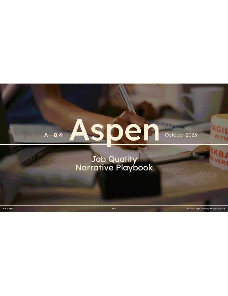 Cover page of the Job Quality Narrative Playbook