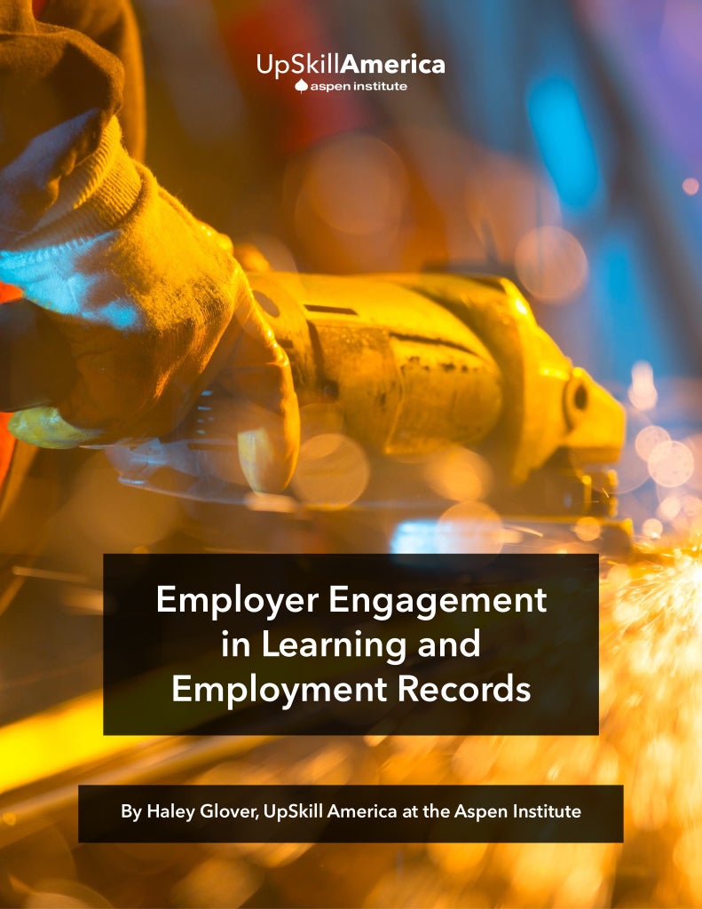 Cover page of the publication, "Employer Engagement in Learning and Employment Records"