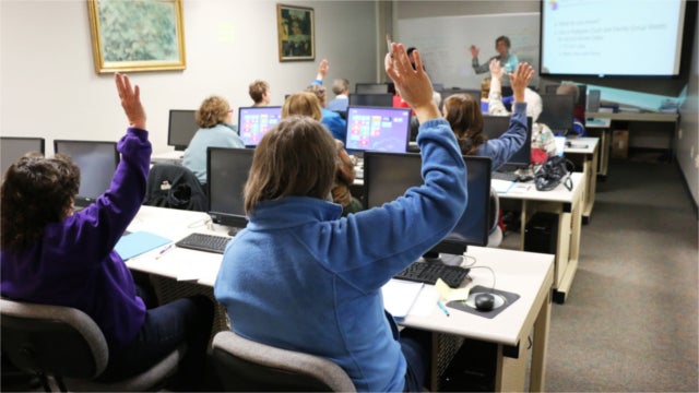 Workers in a classroom