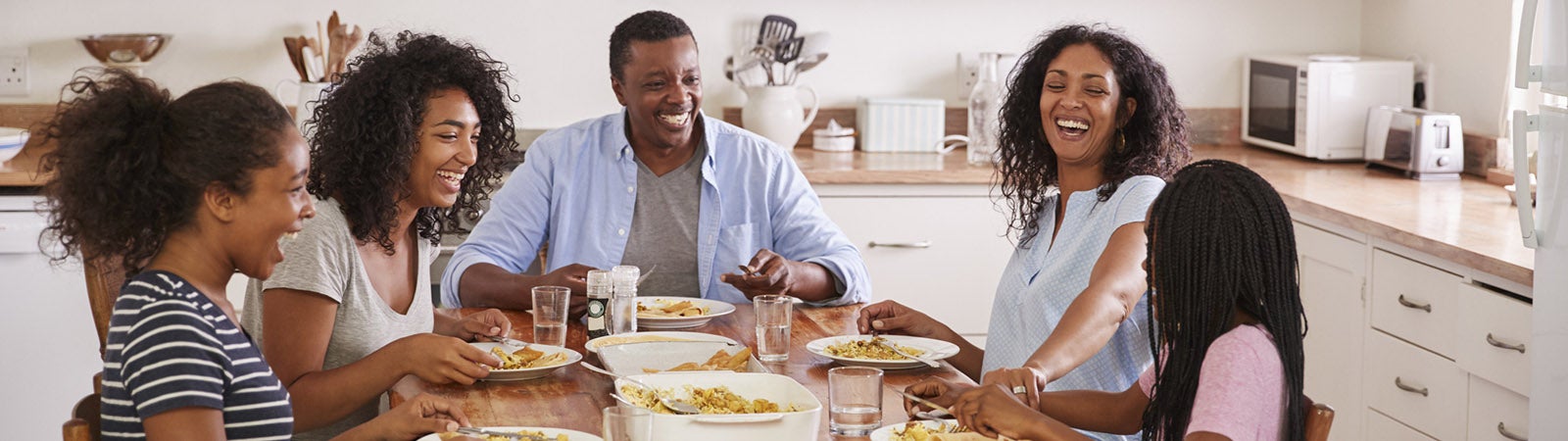 family eating dinner