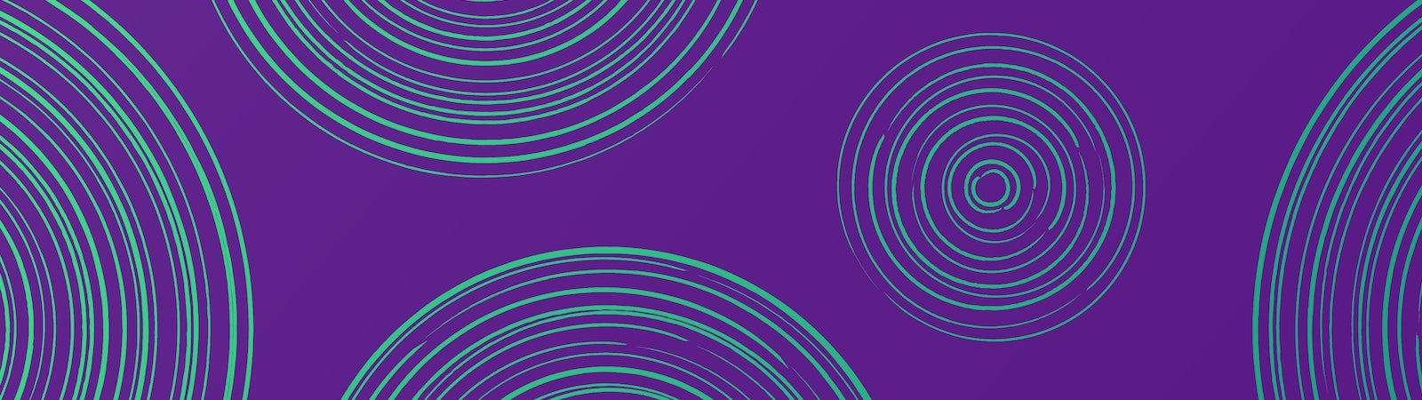 An illustration of green whorls on a purple background.