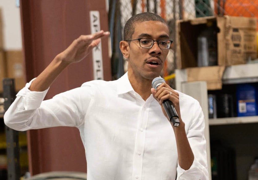 Photo of Phil Reeves speaking at the Employee Ownership Ideas Forum