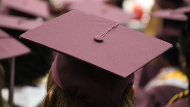 Student wearing graduation cap