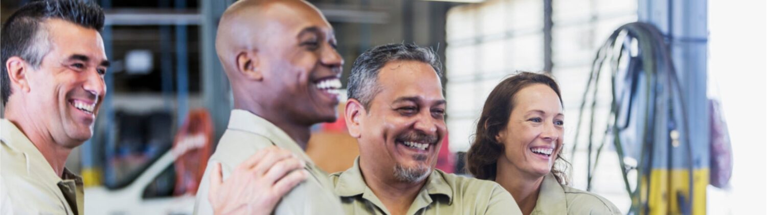 A group of smiling workers