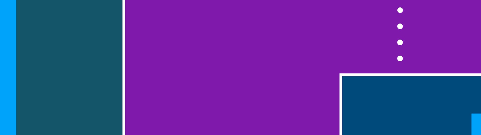 A geometric pattern of overlapping squares in shades of blue, purple, and teal.