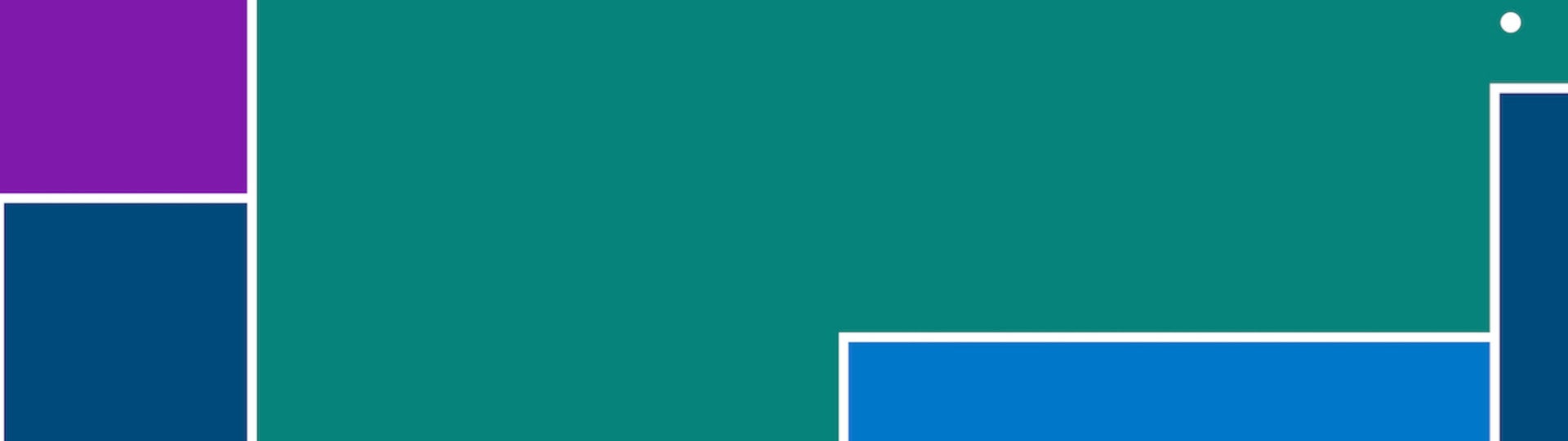 An abstract geometric illustration in purple, teal, and blue.