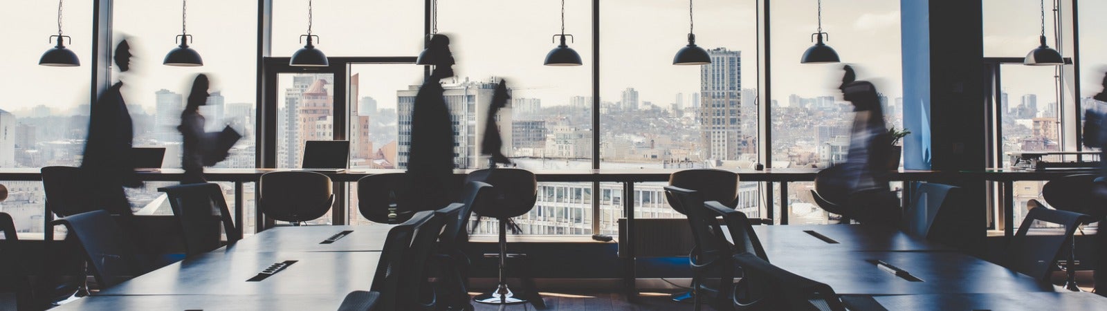 A group of people working in a modern office.