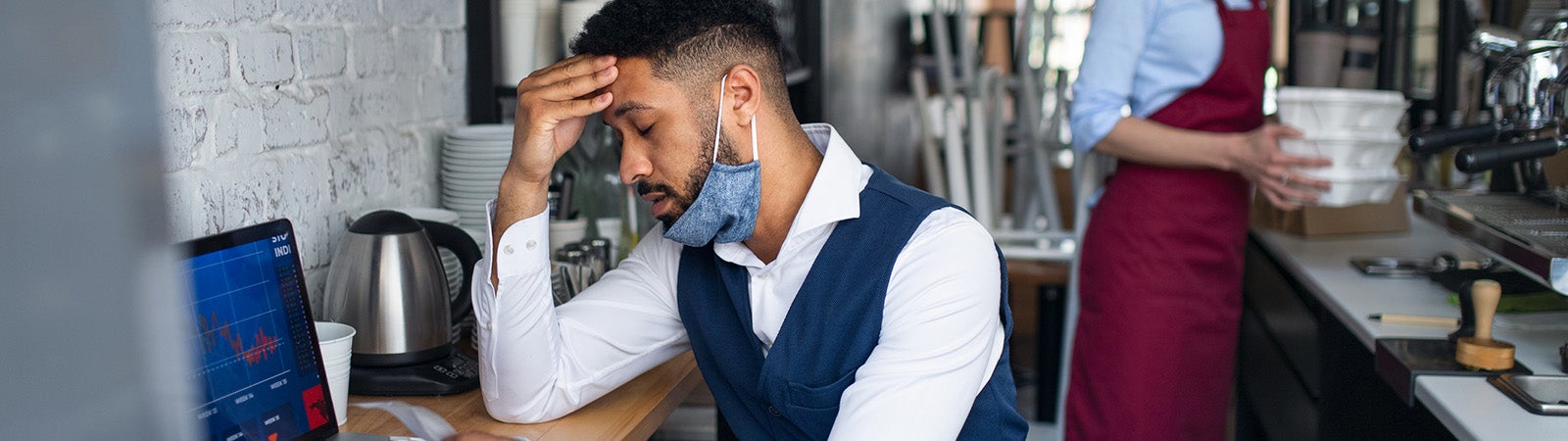 Frustrated coffee shop manager