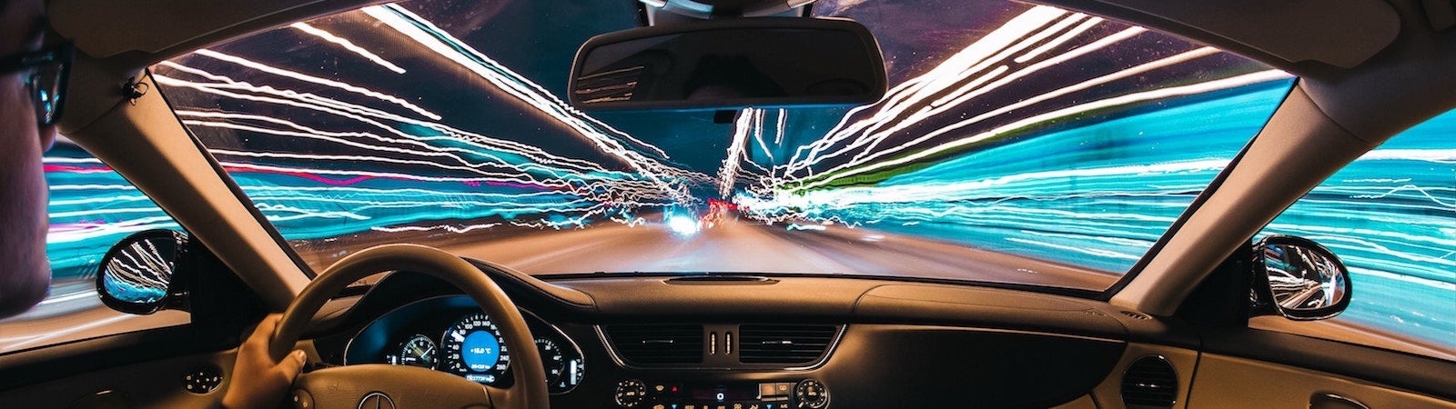 Time-lapse photo of driving at night