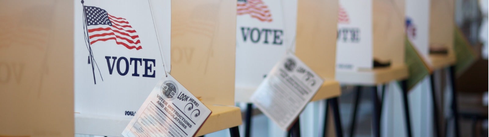 A row of voting booths.
