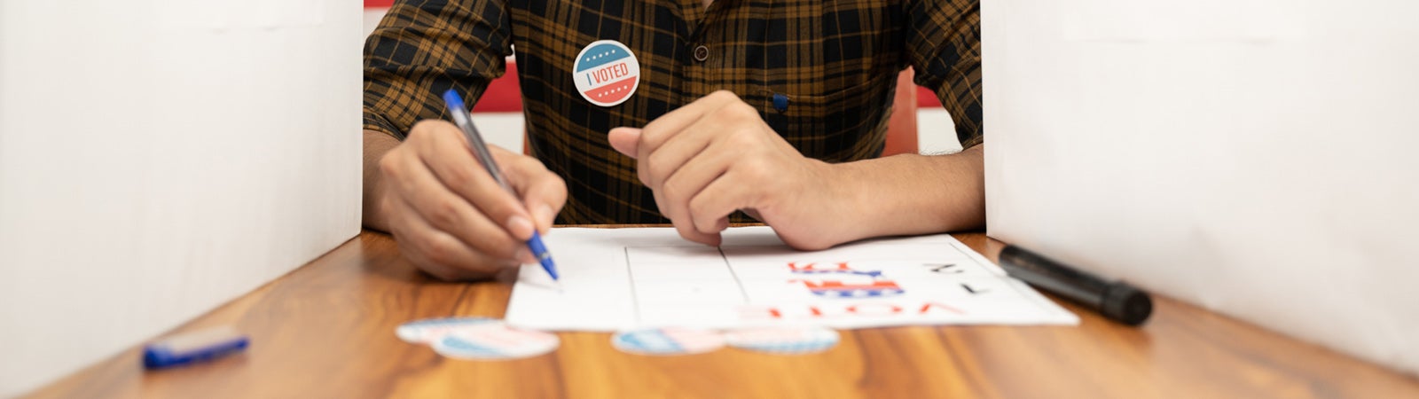Man inside polling booth