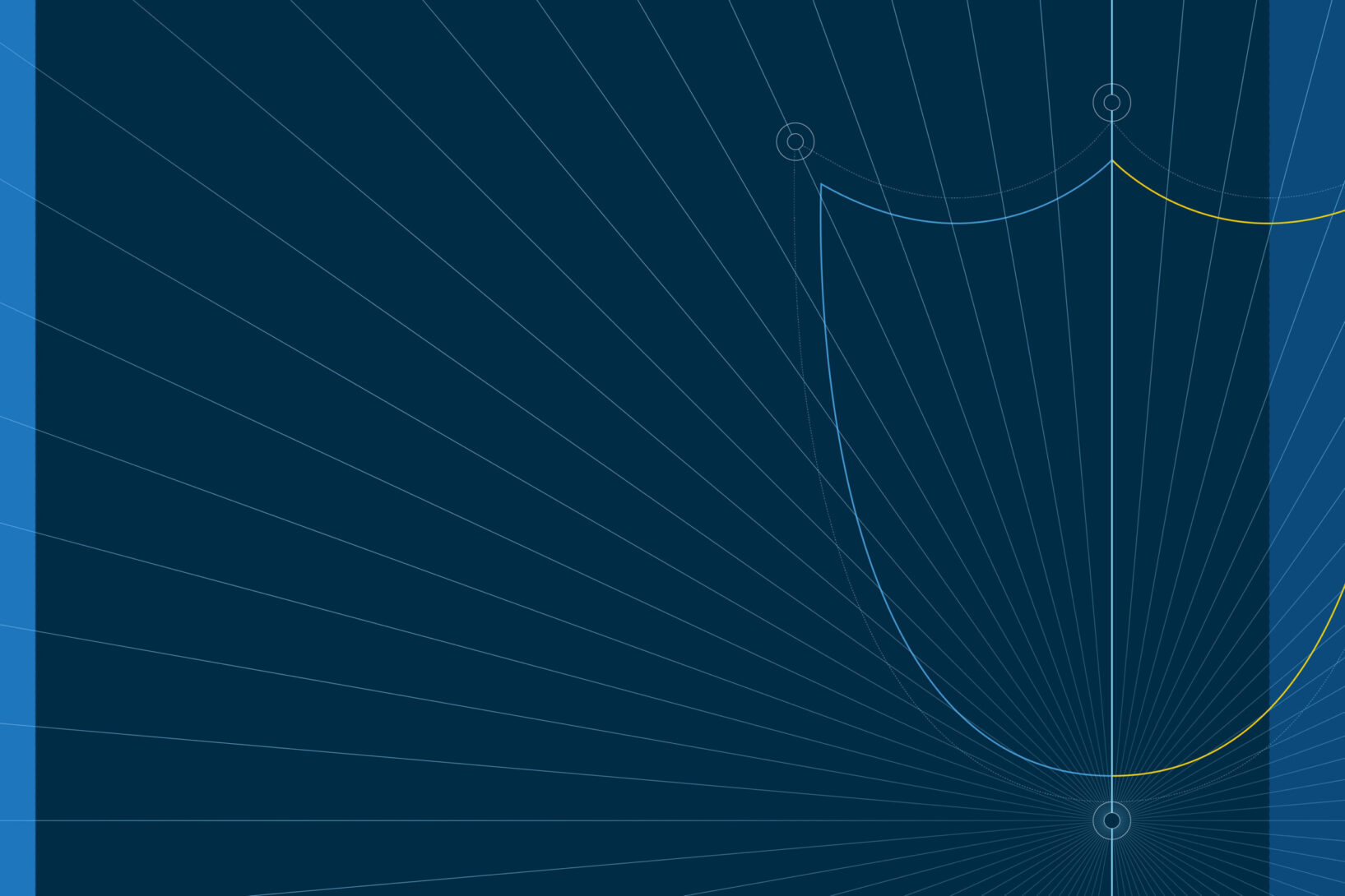 A line illustration of a shield in the colors of Ukraine's flag, representing cyber defense assistance to Ukraine.