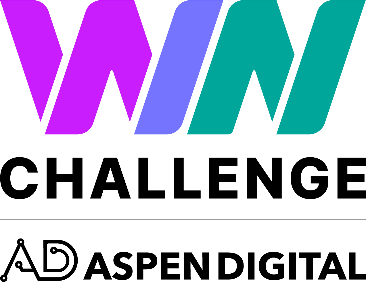The WIN Challenge logo in a lockup with Aspen Digital's logo.