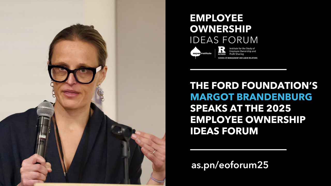 YouTube video thumbnail for "The Ford Foundation's Margot Brandenburg speaks at the 2025 Employee Ownership Ideas Forum."