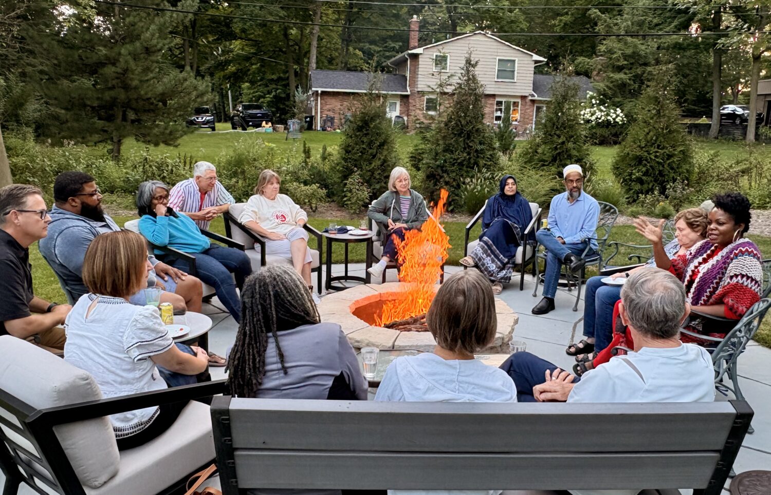 Faith leaders organize a fireside conversation in Farmington Hills, MI. Photo credit: Beth Falenski