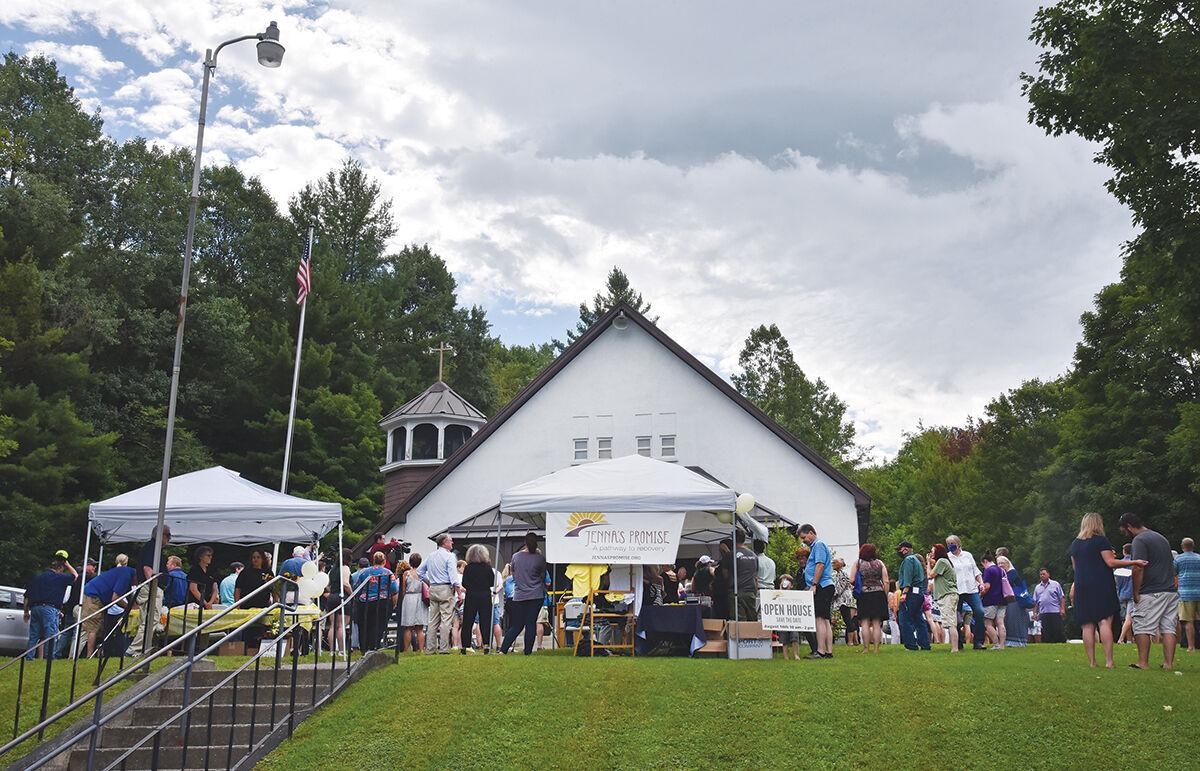 Neighbors meet for a community event at Jenna’s House, a community-supported recovery village in Johnson, VT. Photo credit: Jenna’s Promise