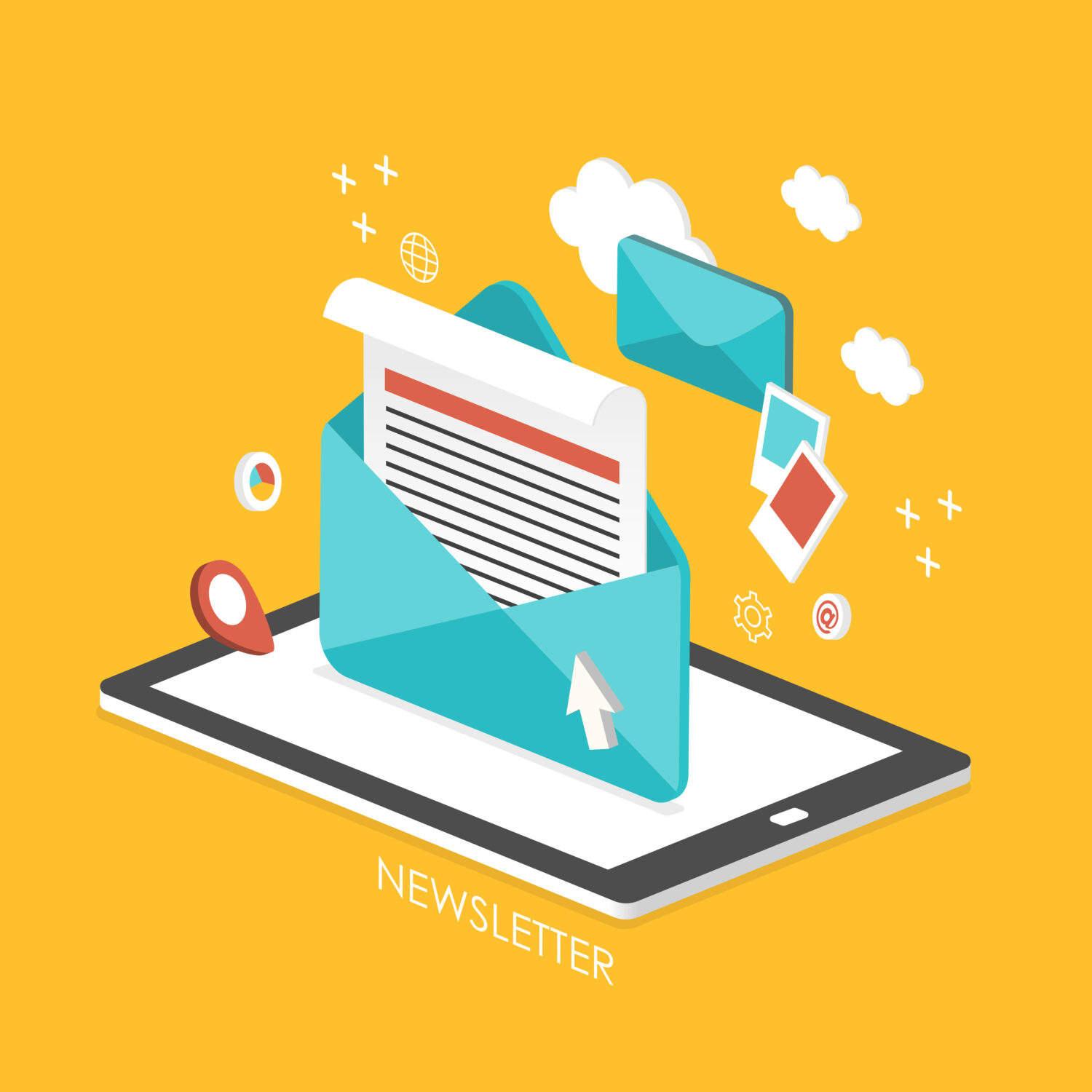 infographic of a newsletter on a tablet