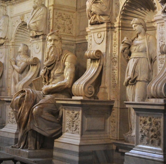 Michelangelo's 'Moses,' San Pietro in Vincoli Basilica in Rome, Italy. The tour, led by the President of Friends of Florence, Contessa Simonetta Brandolini d’Adda, and experts Dr. William Wallace and Dr. William Cook, included a substantive discussion of Michelangelo's contribution to each visited site.